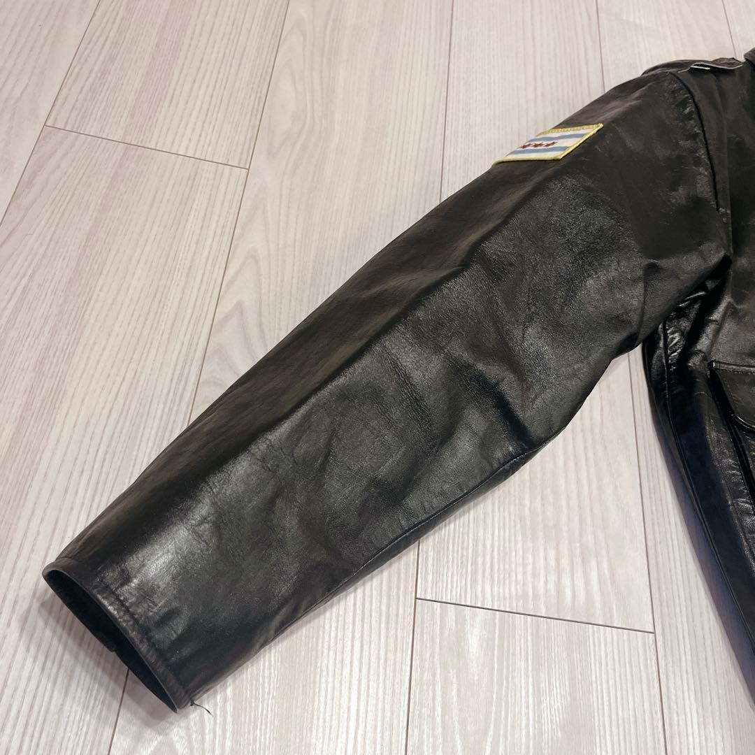 80s 激渋 日本製 ホースハイド A-2 ポリスマンジャケット シカゴポリス