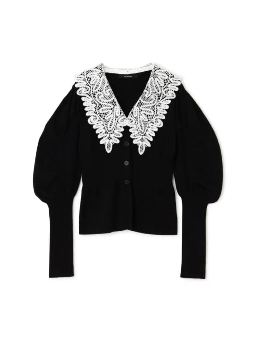 JILL STUART ジルスチュアート レースカラーニットカーディガン