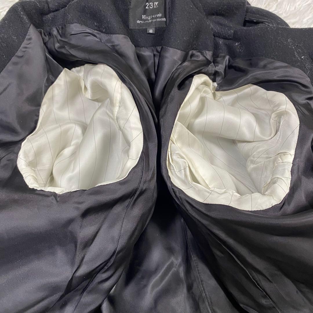 23区　ダッフルコート　イタリア生地　トグル　ウール　ブラック　フード　Lサイズ