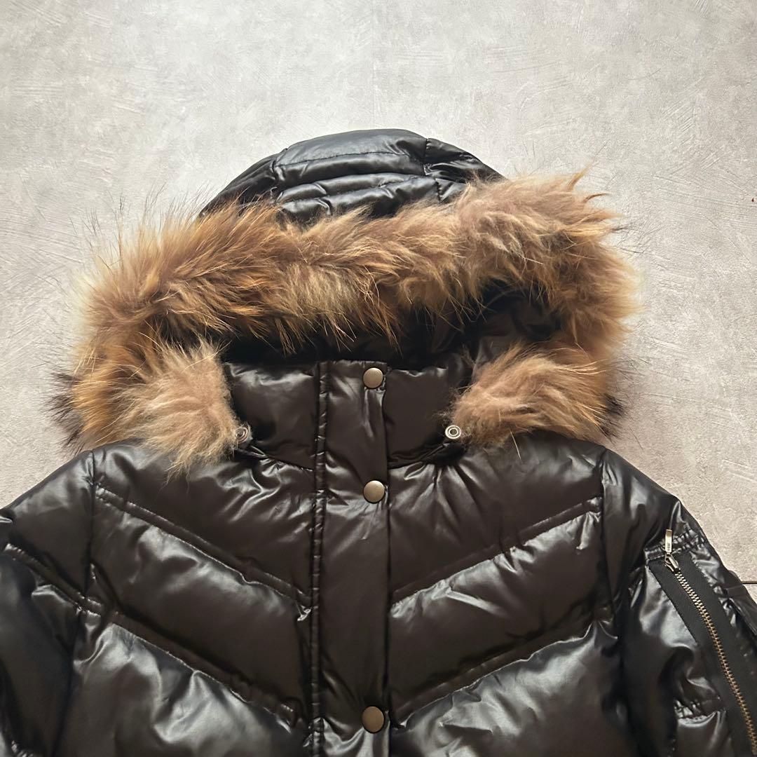 ジャケット・アウター grunge hood fur down jacket y2k black