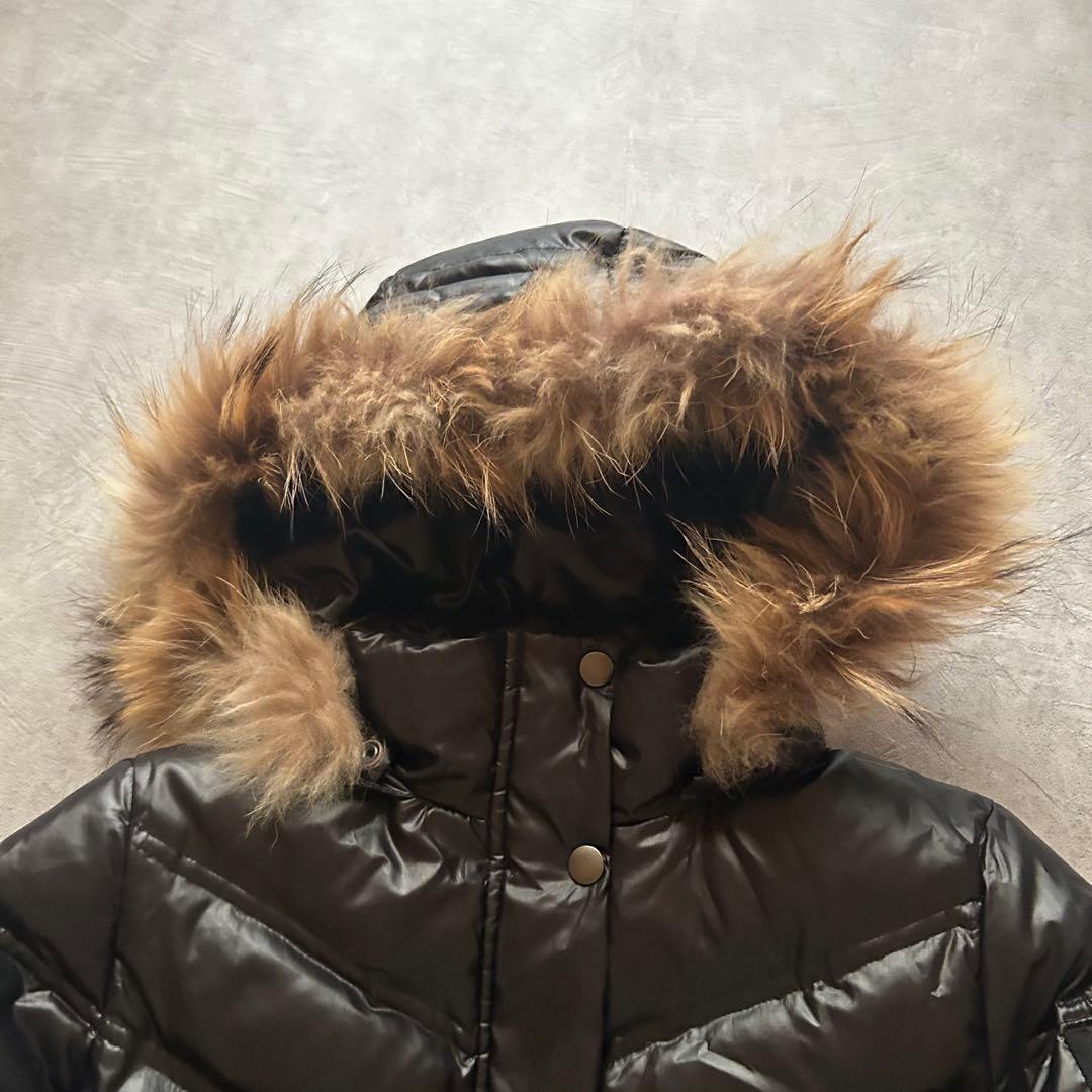 ジャケット・アウター grunge hood fur down jacket y2k black