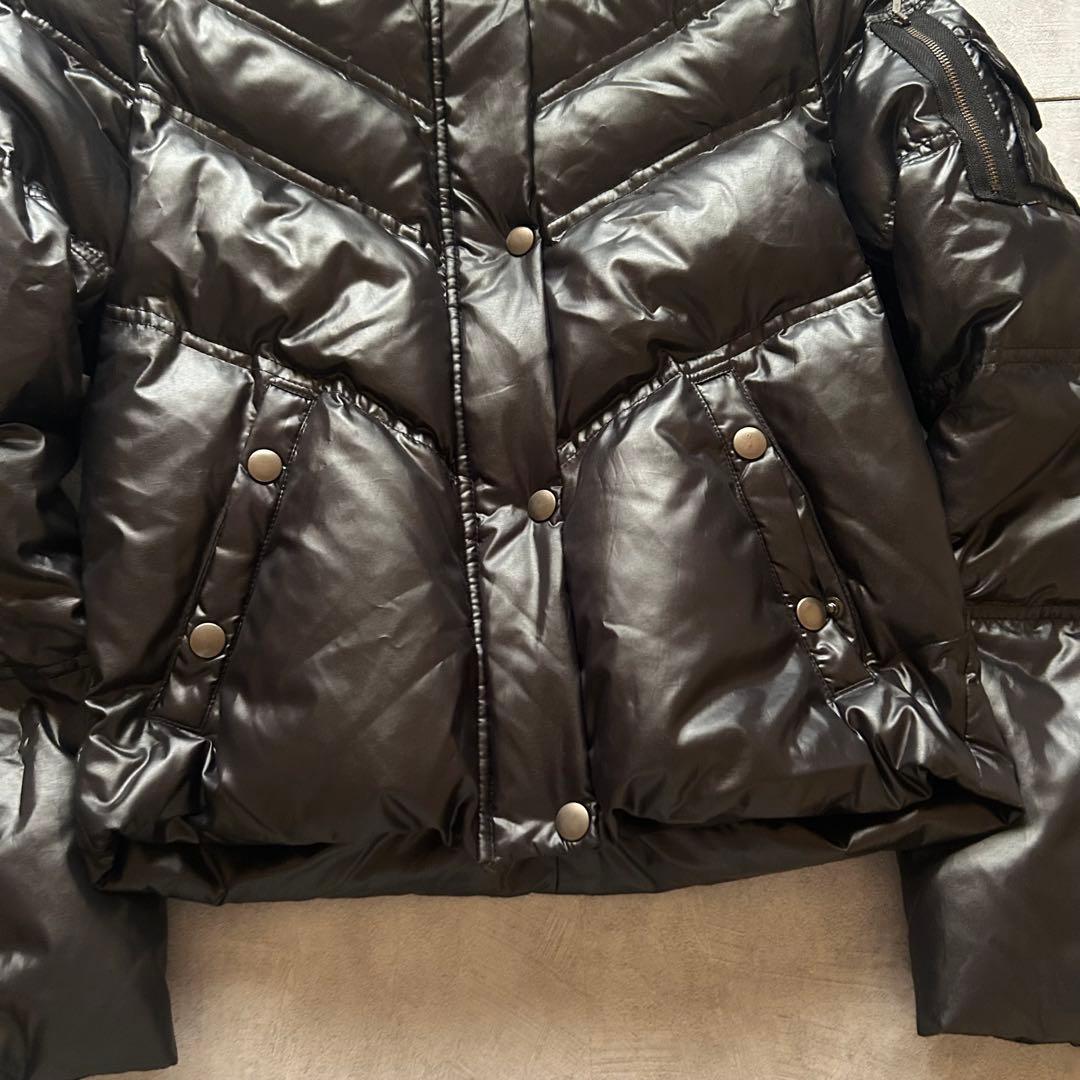 ジャケット・アウター grunge hood fur down jacket y2k black