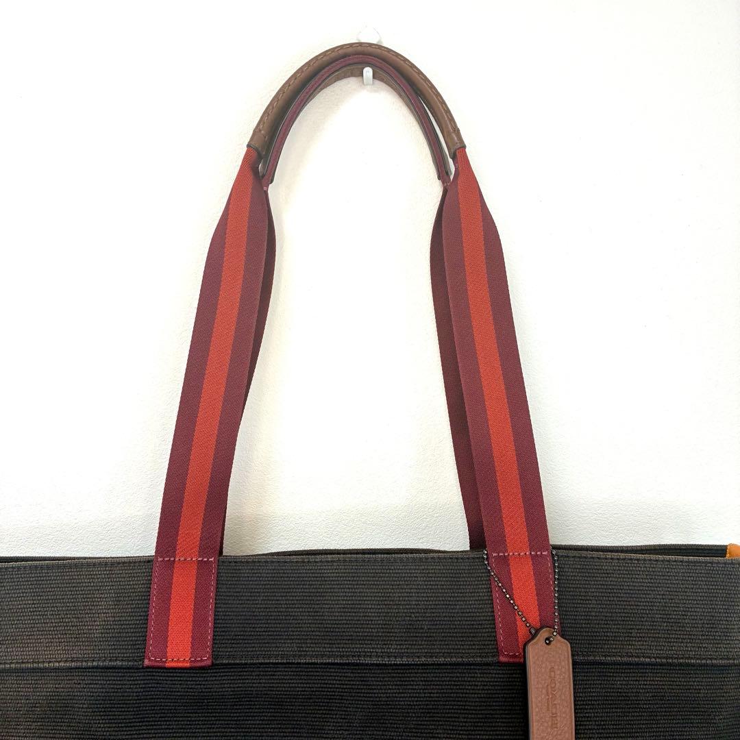 人気色　COACH トートバッグ アクア キャンバス カラーブロック