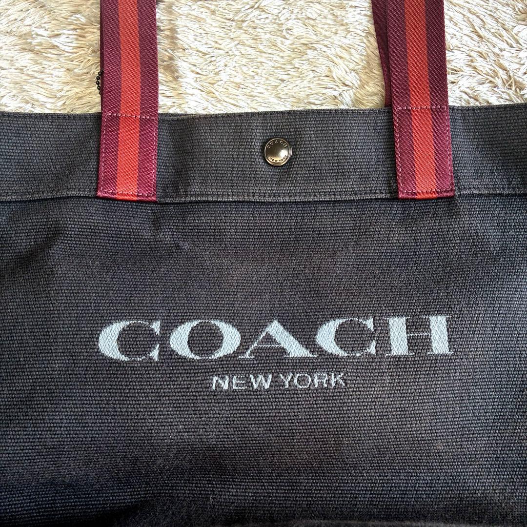 人気色　COACH トートバッグ アクア キャンバス カラーブロック