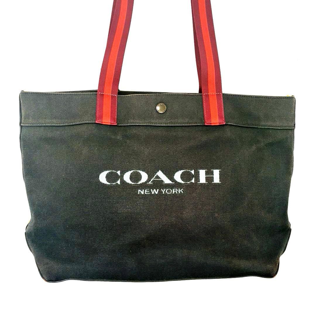 人気色　COACH トートバッグ アクア キャンバス カラーブロック