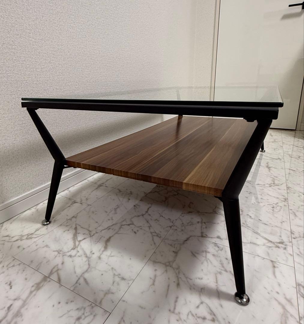 モダン ガラス 木製 リビングテーブル 幅120cm