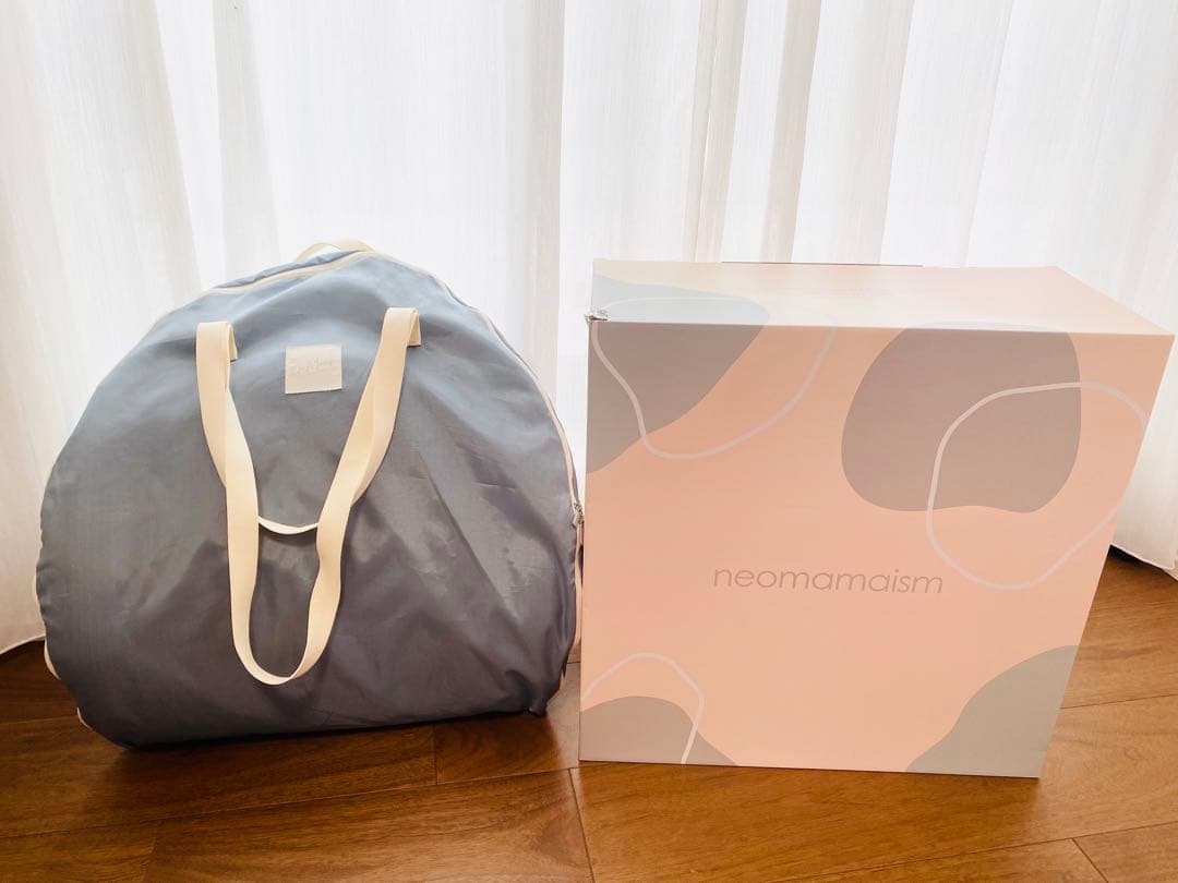 美品♡neomamaism 折りたたみ式ベビーベッド グレー