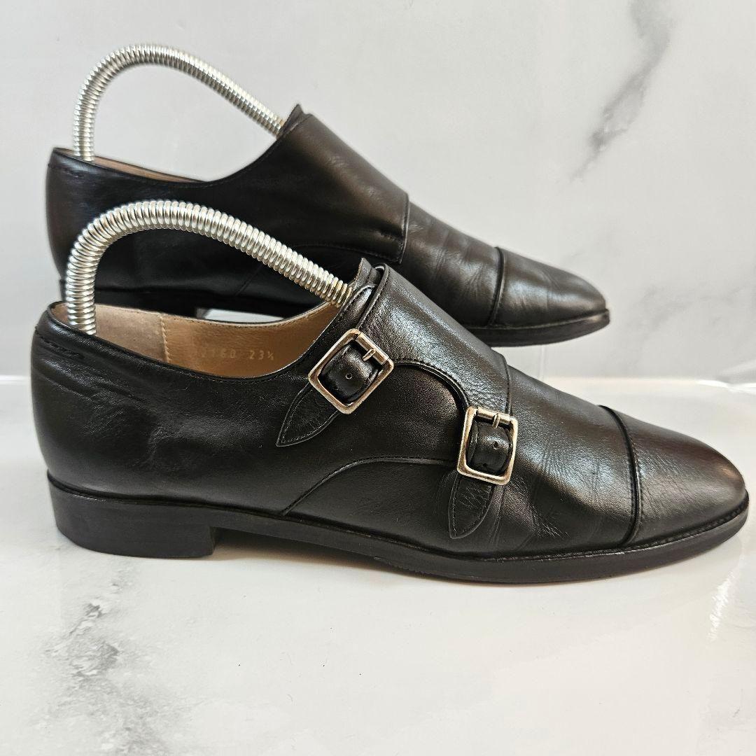 MARGARET HOWELL idea ダブルモンク レザーシューズ ブラック