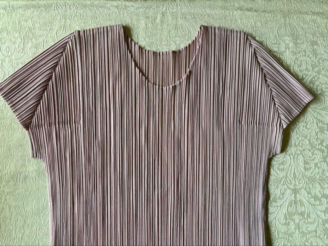 PLEATS PLEATS 和風花柄ワンピース 半袖 ピンク系