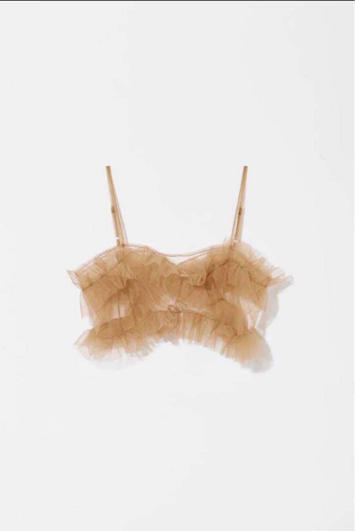 トップス EAPHI TULLE ASYMMETRY FRILL CAMISOLE