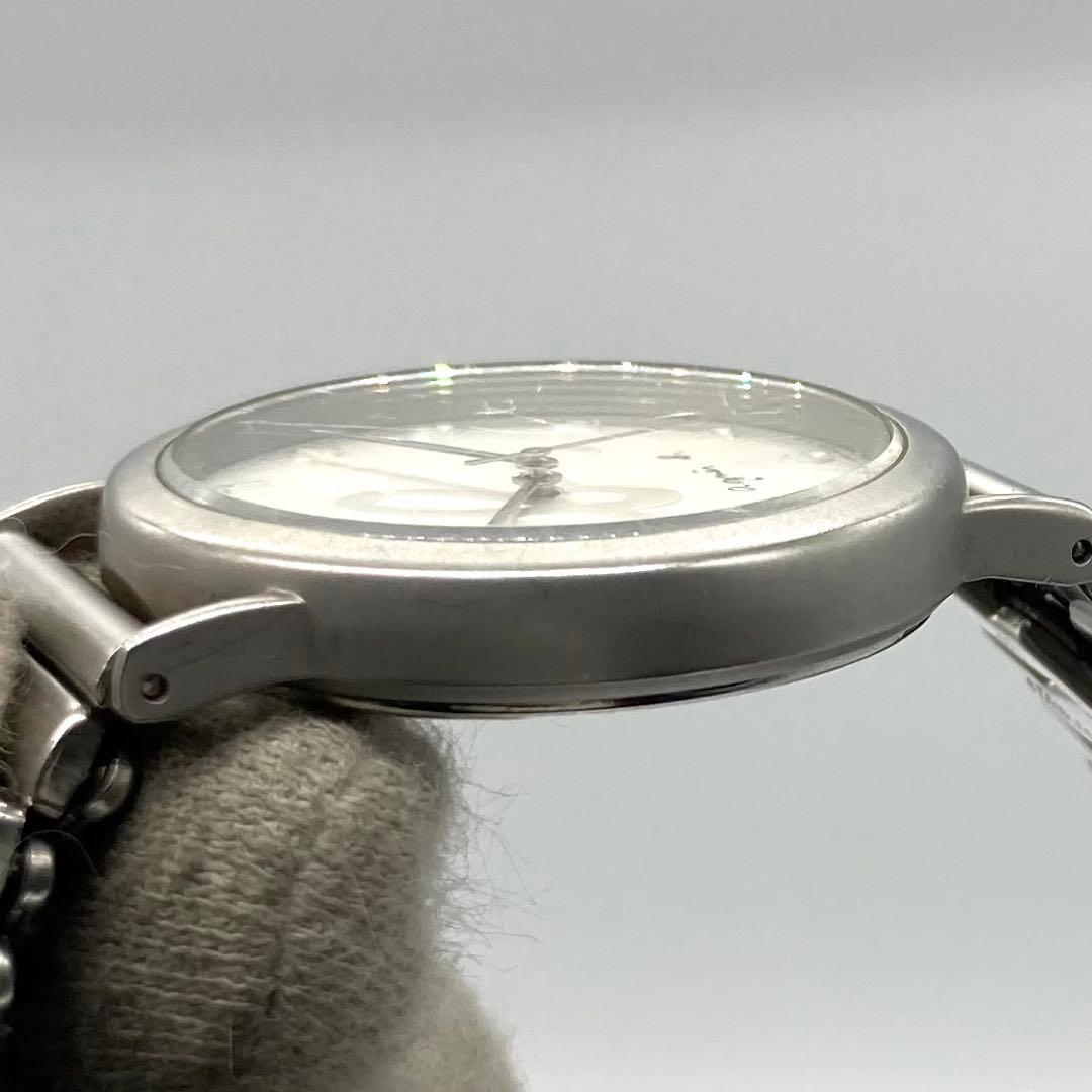 【稼働】 アニエスベー 腕時計 V701-6190 シルバー文字盤 ラウンド