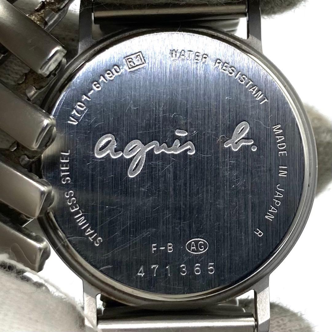 【稼働】 アニエスベー 腕時計 V701-6190 シルバー文字盤 ラウンド