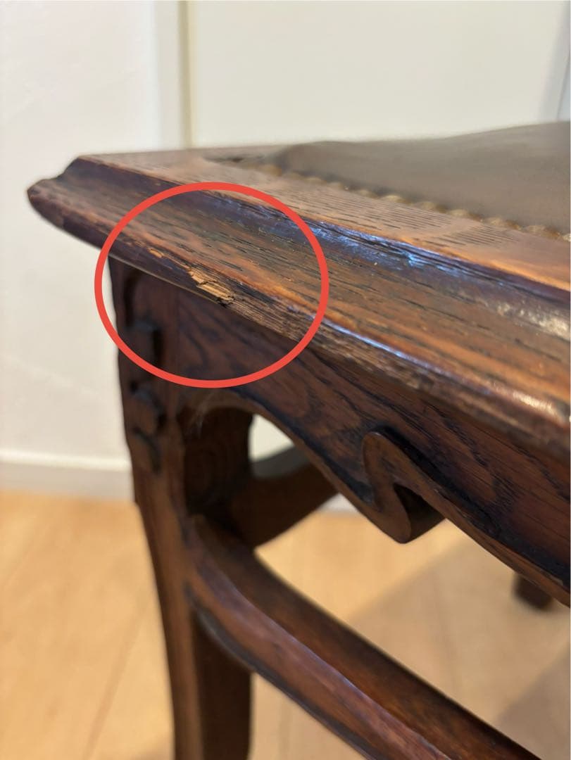 アンティーク チェア 英国 本革 真鍮鋲 ヴィクトリア 一点物 即発送