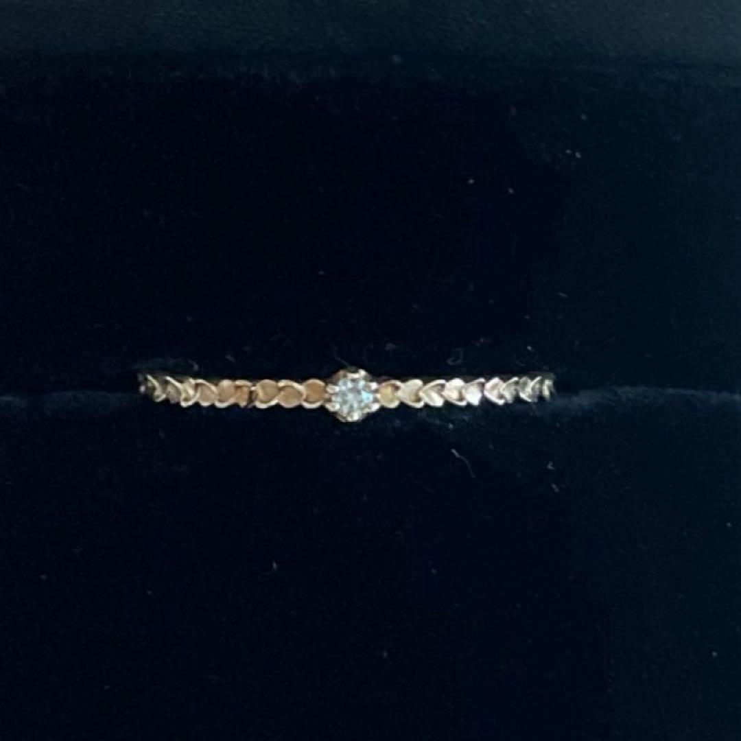 agate アガットダイヤモンドラブハートリング（K10PG ）13号