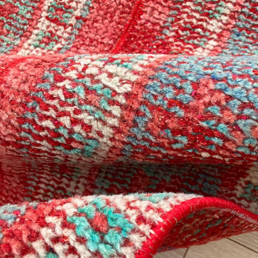 超ロング✳︎56×273 ストロベリーレッド　パッチワーク　トルコヴィンテージラグ
