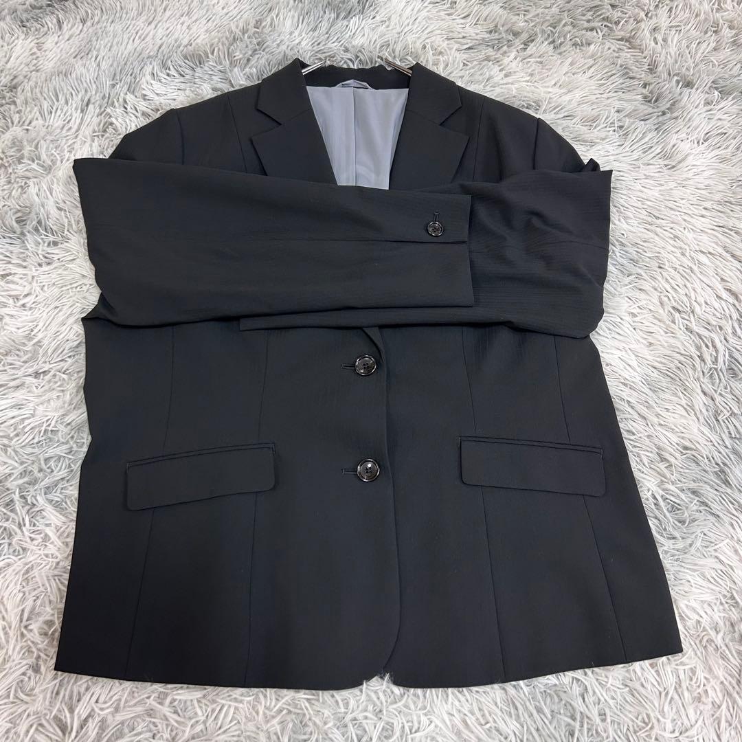 m6733【美品 SOFFICE】3L パンツスーツ上下 洗濯可 ストレッチ 黒