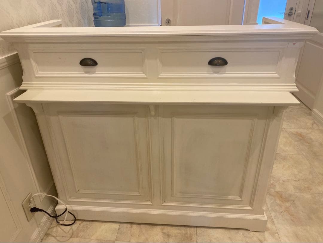 ホワイトカウンターテーブル 引き出し付き