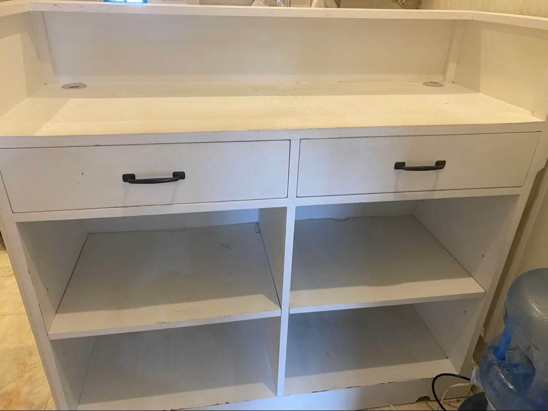 ホワイトカウンターテーブル 引き出し付き