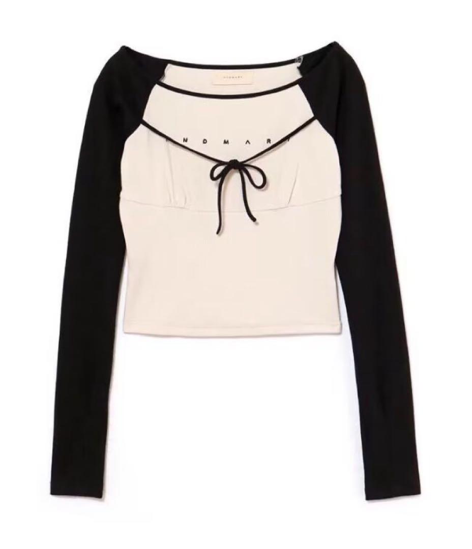 新品未使用 andmary Alma ribbon tops black