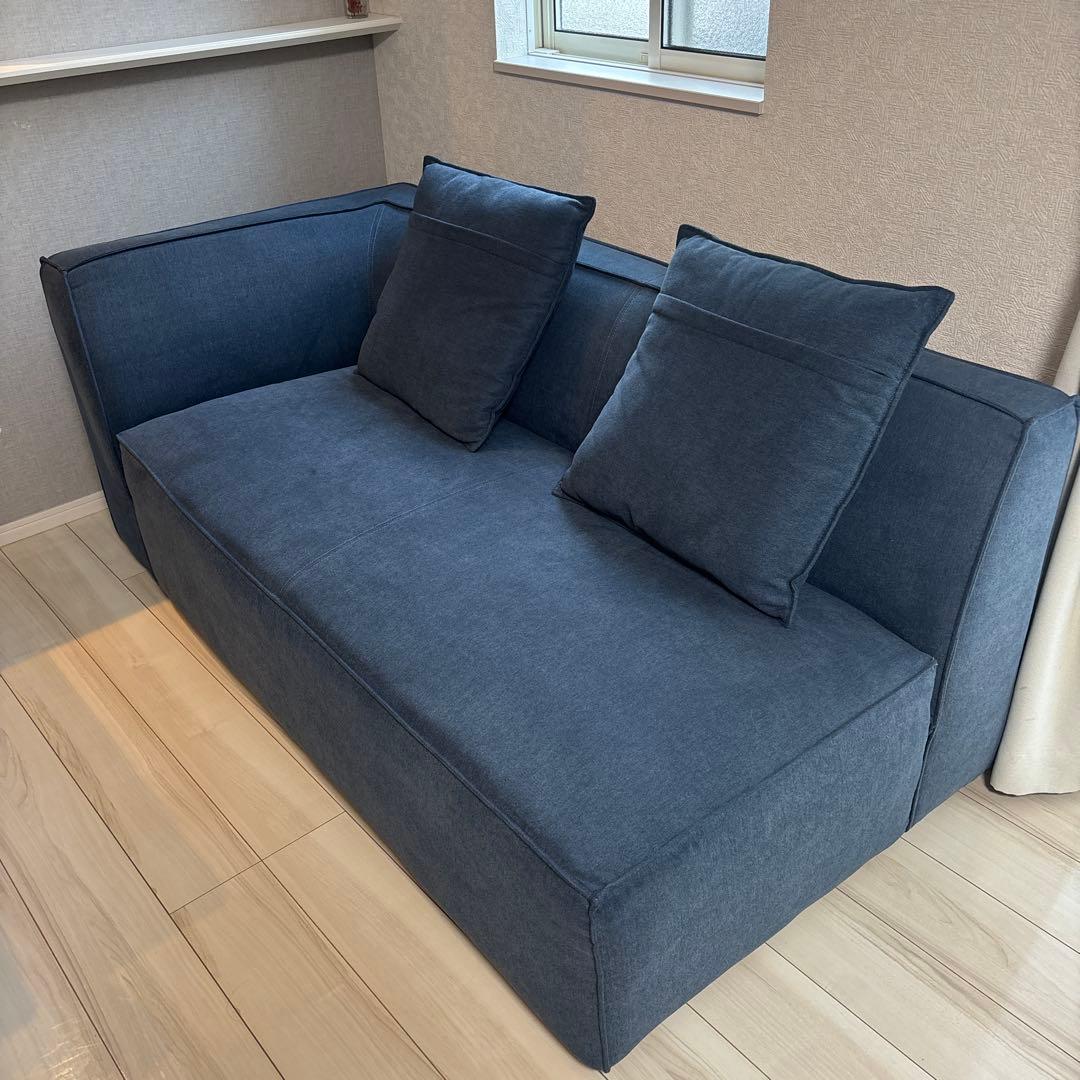 ダークブルーソファ L字型