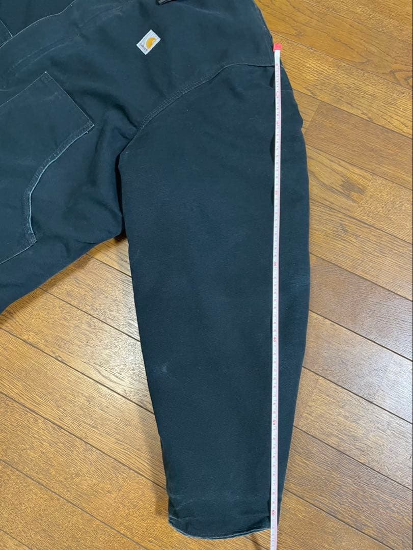 カーハート　トラディショナルジャケット　ブラック短丈　企業ロゴ　フェード　深緑