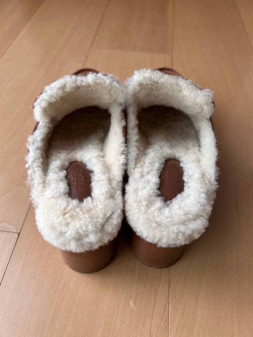 大幅お値引き！HERMES ブラウン スエード ムートン　ミュール