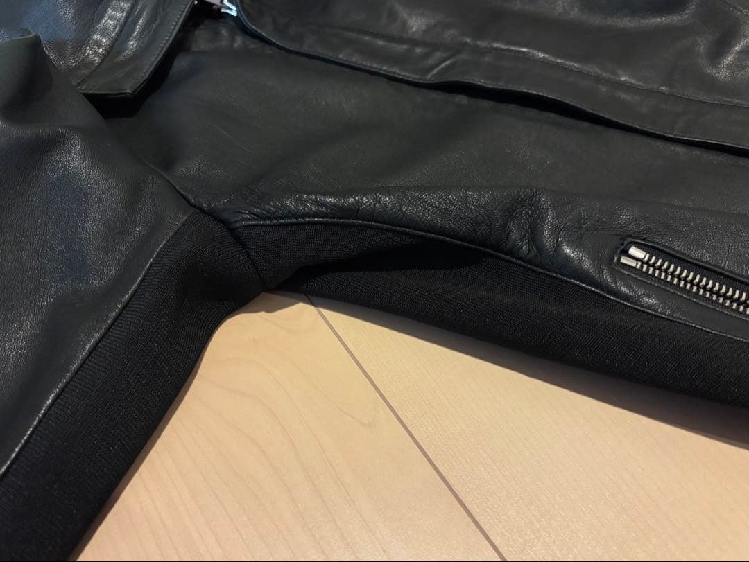 カスタムカルチャー 羊革 切替 スタンドカラー シングルライダース　ジャケット