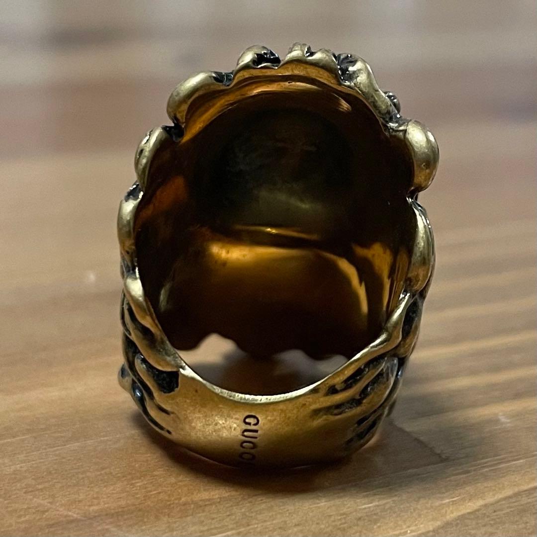 GUCCI グッチ リング 10号 ミケーレ期 ライオンヘッド ゴールド