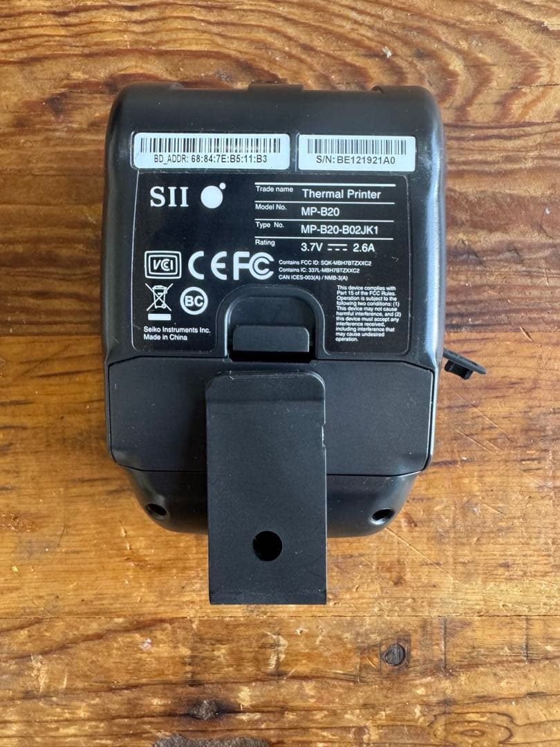SEIKOセイコー SII MP-B20サーマルプリンター 感熱ロール紙付き