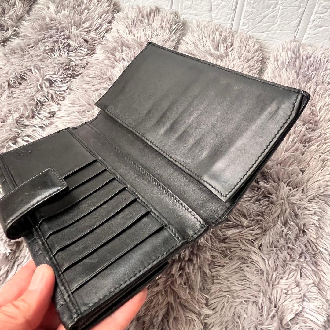 美品✨GUCCI ホースビット柄　レザー　Wホック ブラック　ロゴ金具　メンズ