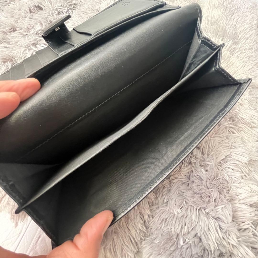 美品✨GUCCI ホースビット柄　レザー　Wホック ブラック　ロゴ金具　メンズ