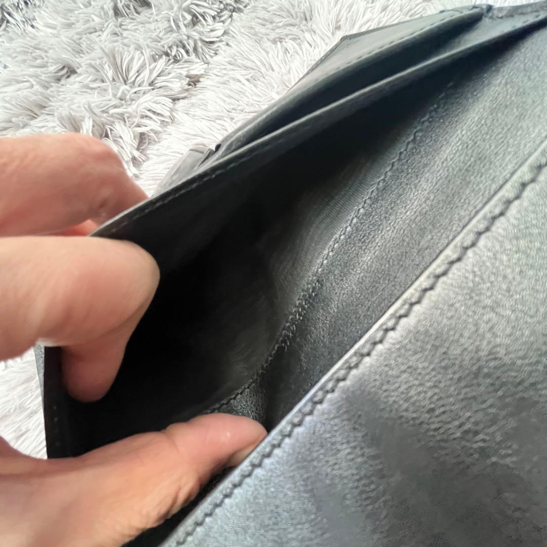 美品✨GUCCI ホースビット柄　レザー　Wホック ブラック　ロゴ金具　メンズ