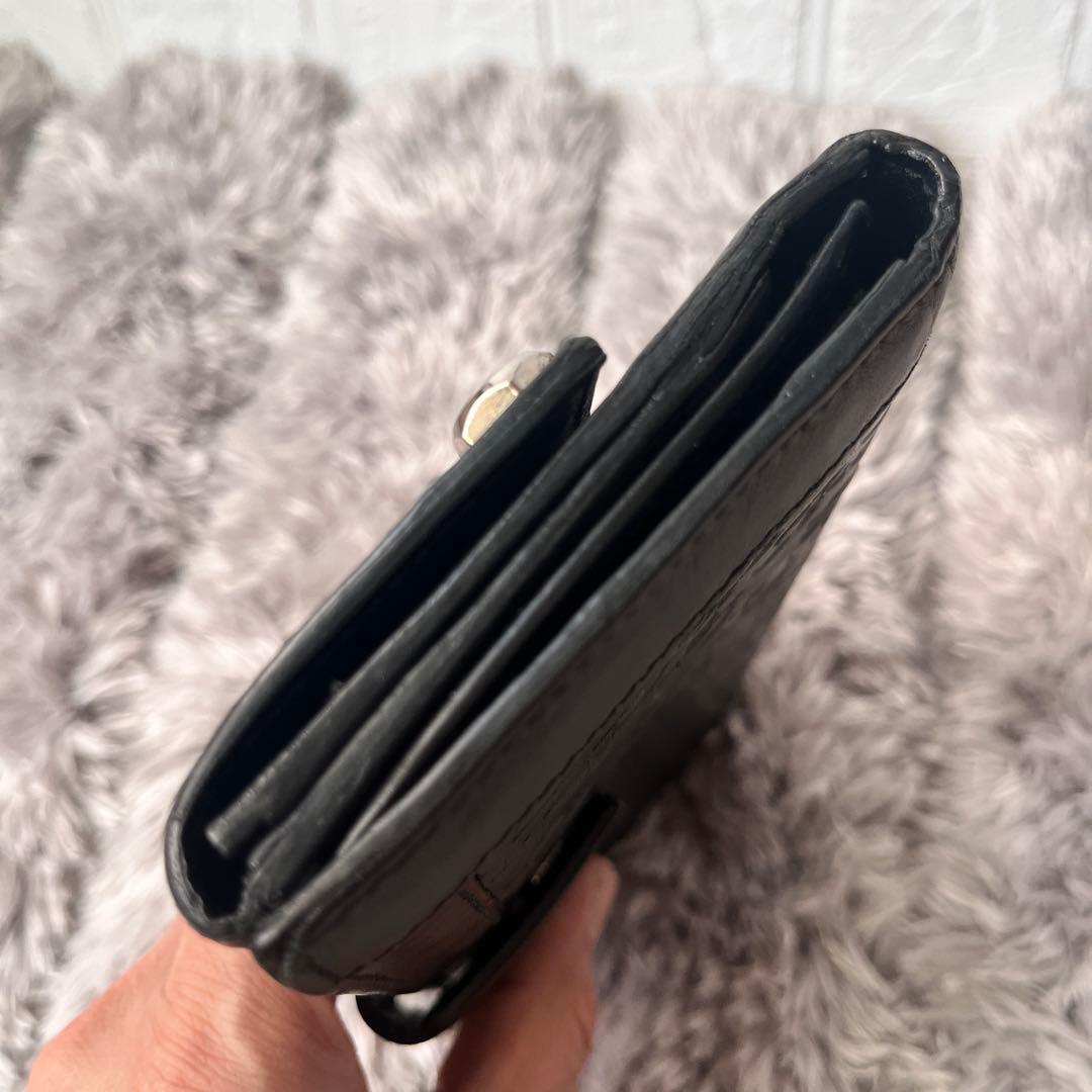 美品✨GUCCI ホースビット柄　レザー　Wホック ブラック　ロゴ金具　メンズ