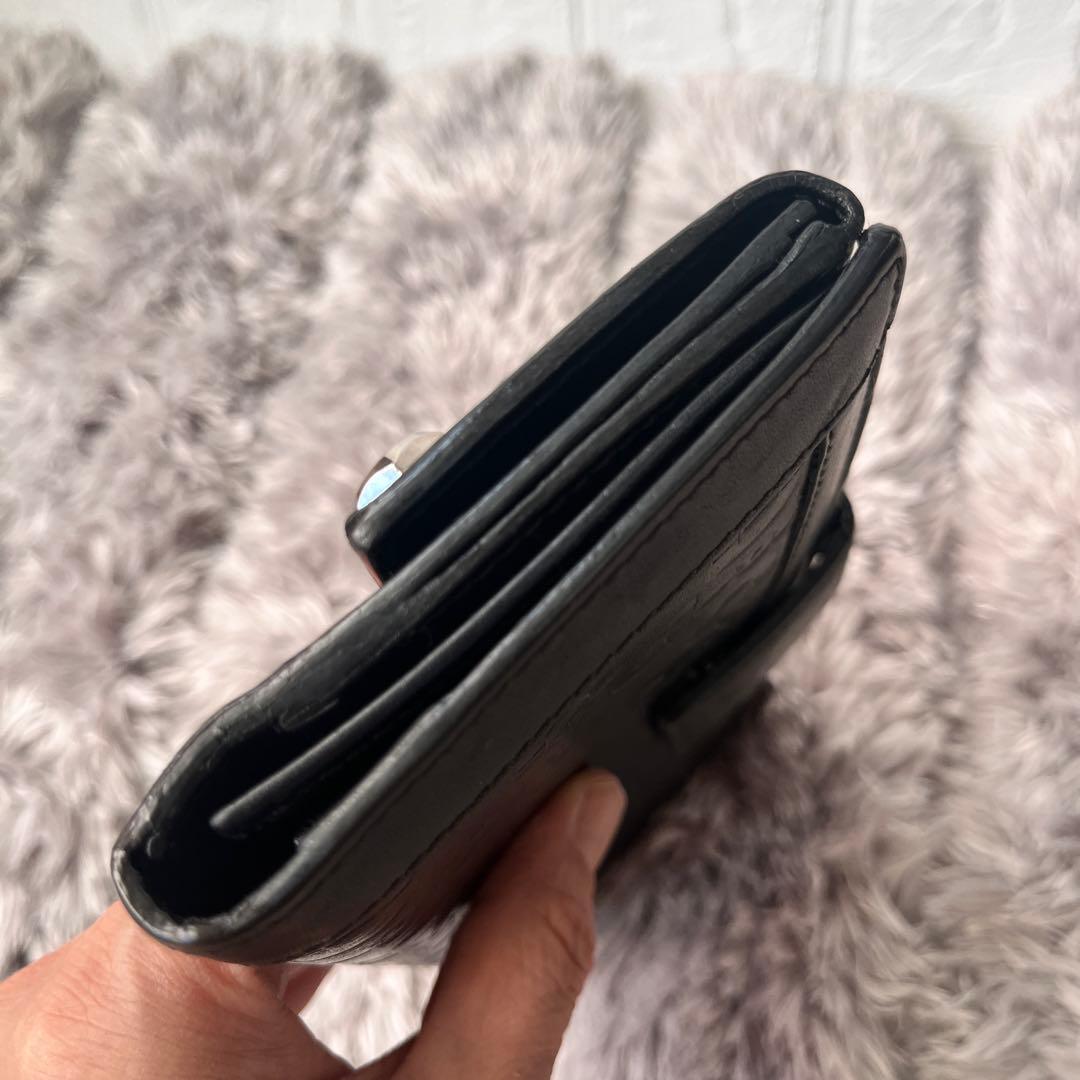 美品✨GUCCI ホースビット柄　レザー　Wホック ブラック　ロゴ金具　メンズ