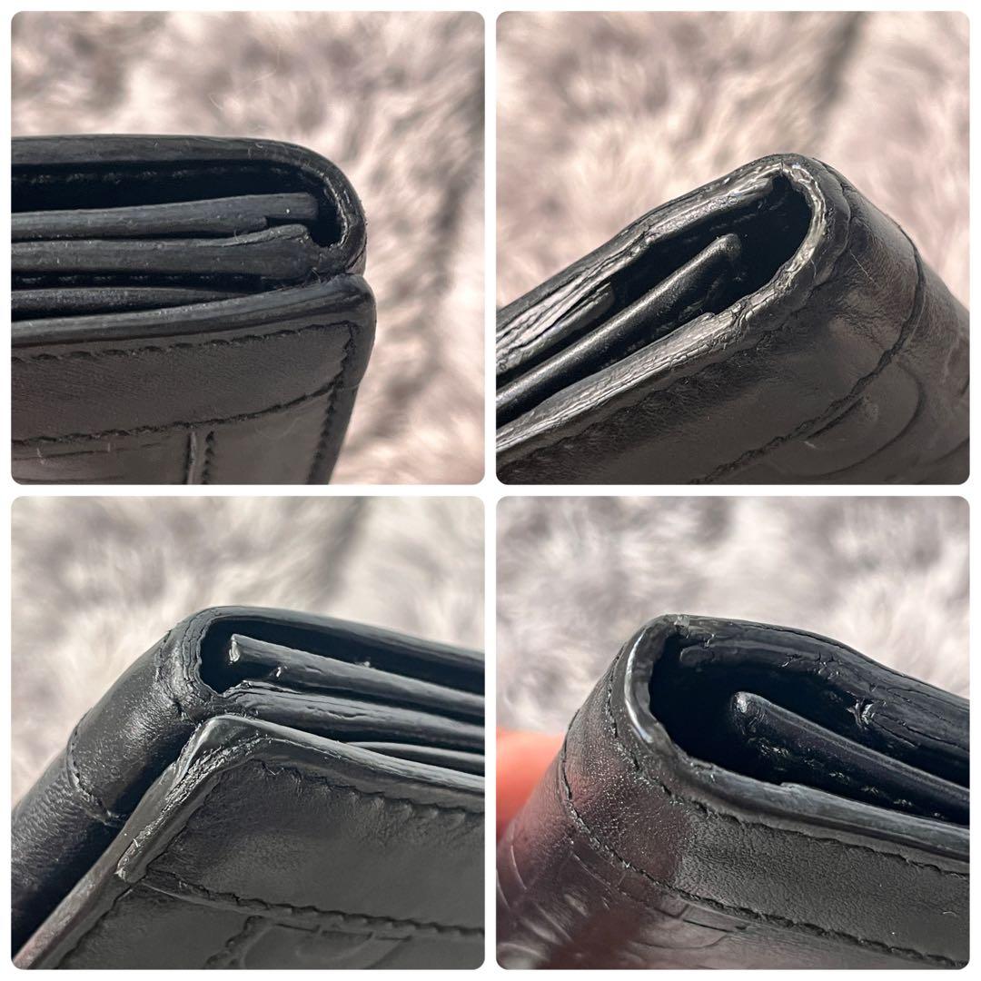 美品✨GUCCI ホースビット柄　レザー　Wホック ブラック　ロゴ金具　メンズ