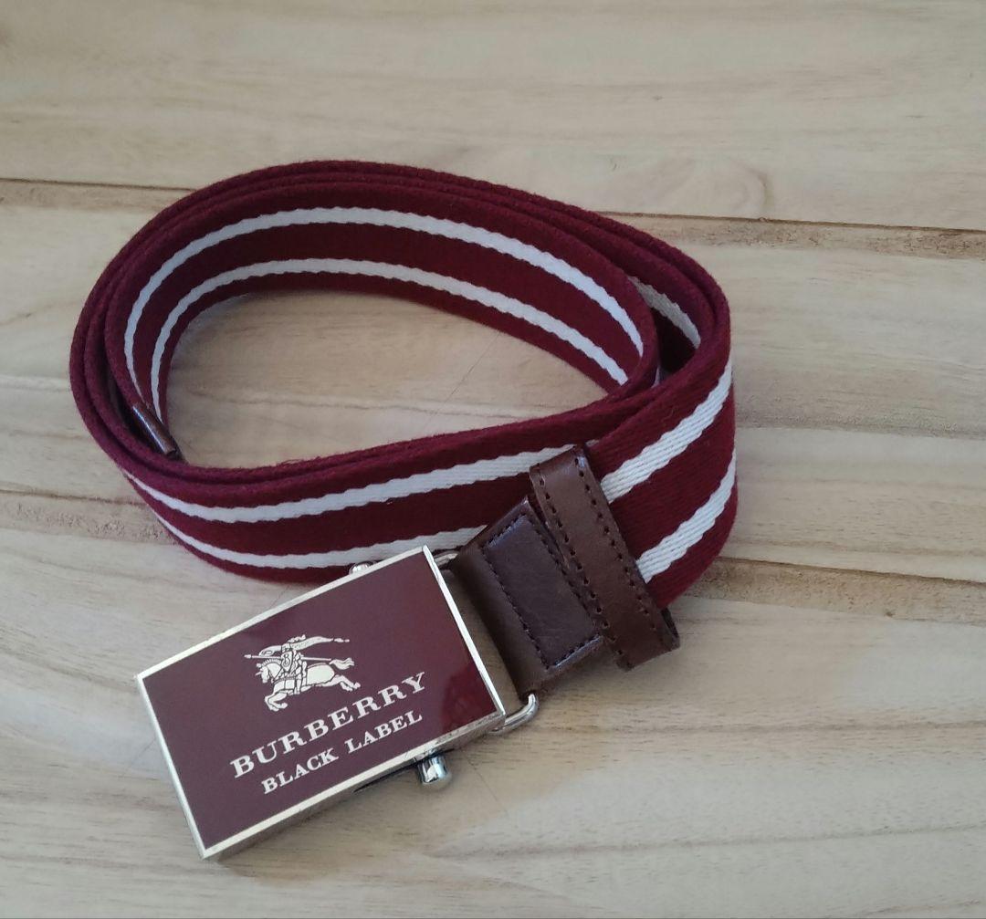 BURBERRY BLACK LABEL ストライプベルト　ロゴバックル