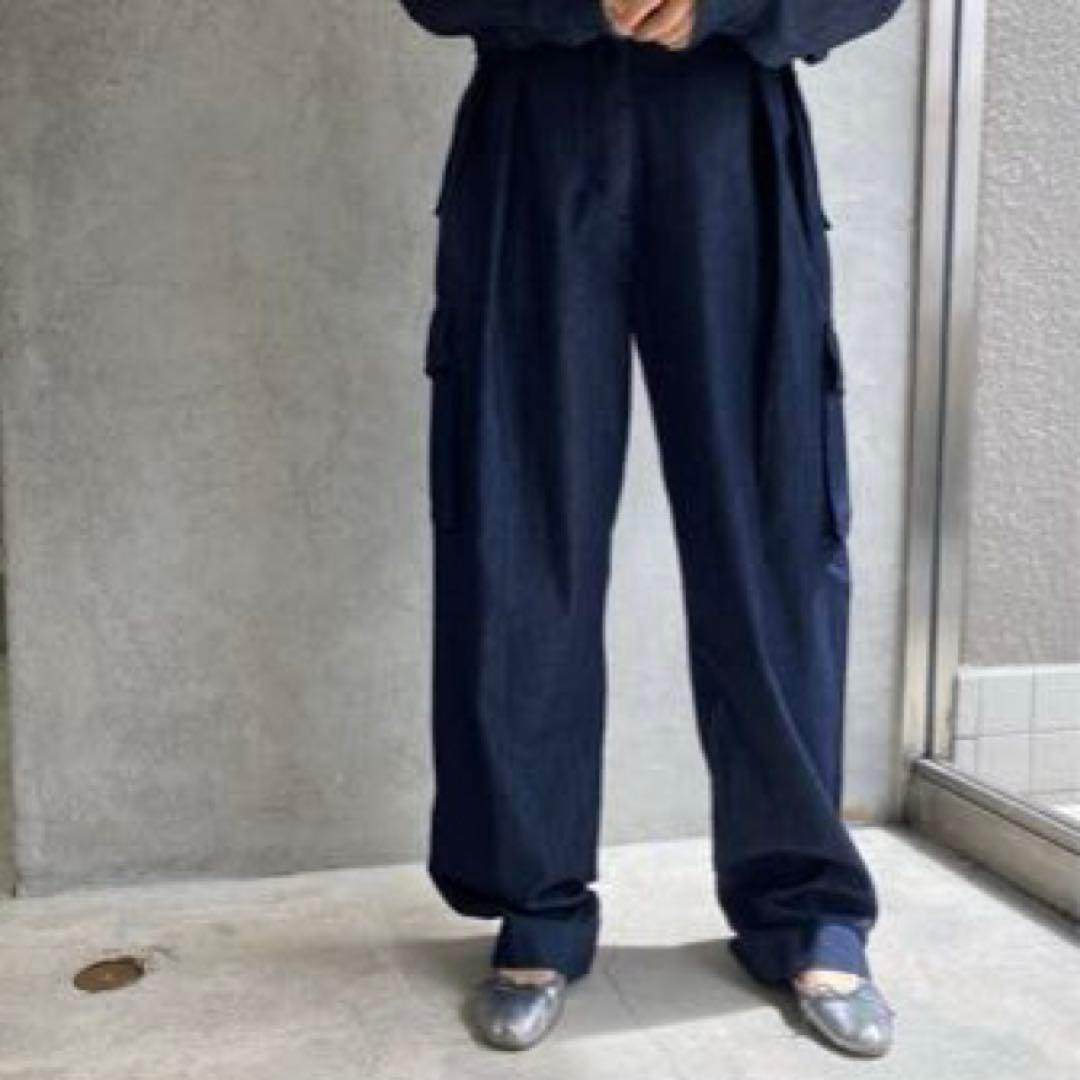 希少✨人気ドリスヴァンノッテン　タックデニムカーゴパンツワイドパンツ　インディゴ