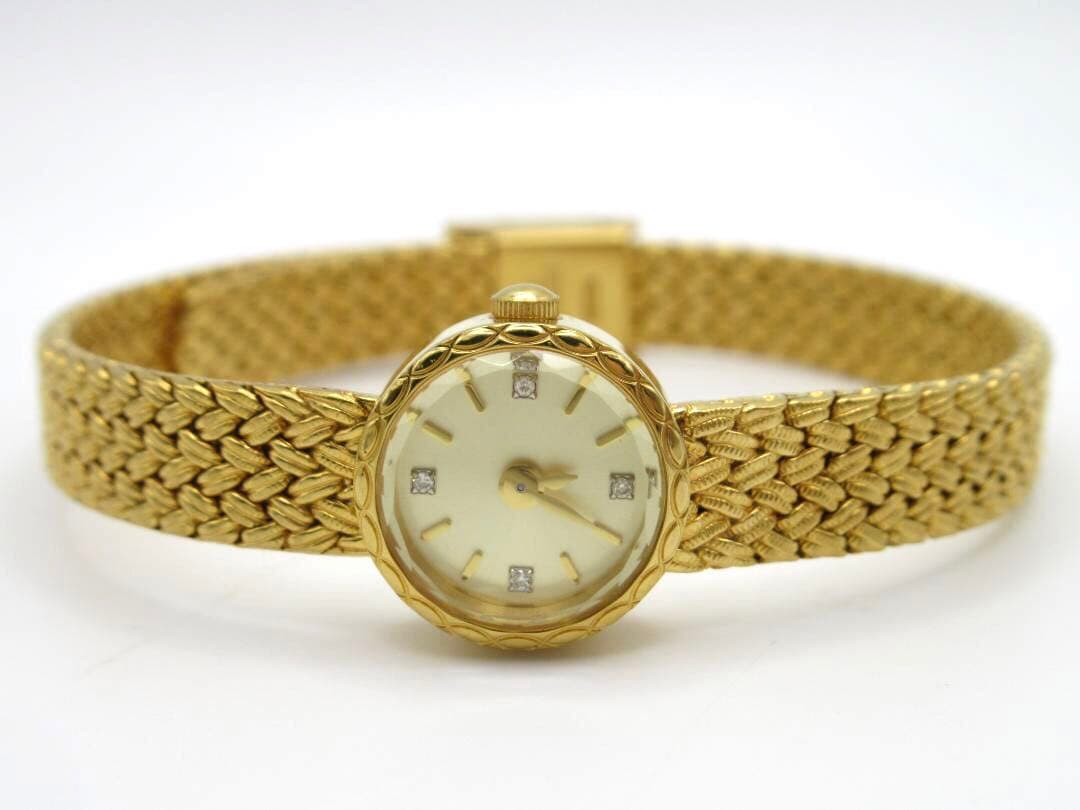 agete アガット ラウンドフェイスジュエリーウォッチ ゴールド 時計 ダイヤ