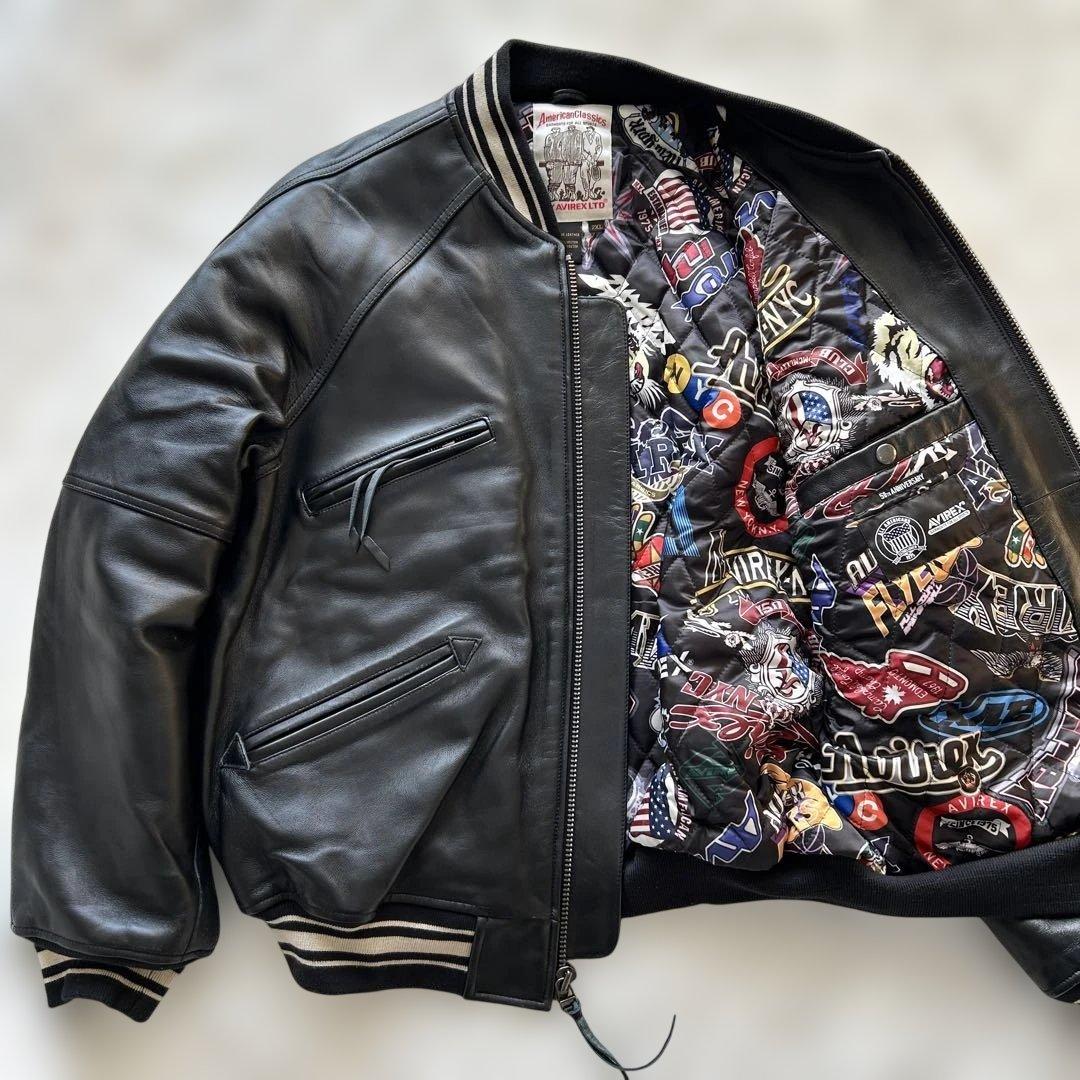 【希少2XL】アヴィレックス　50周年　バーシティジャケット レザージャケット
