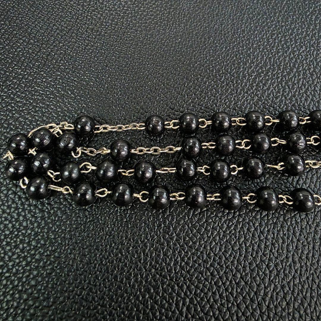 D&G ドルチェ＆ガッバーナ ロザリオ ネックレス ウッド ビーズ 黒 クロス