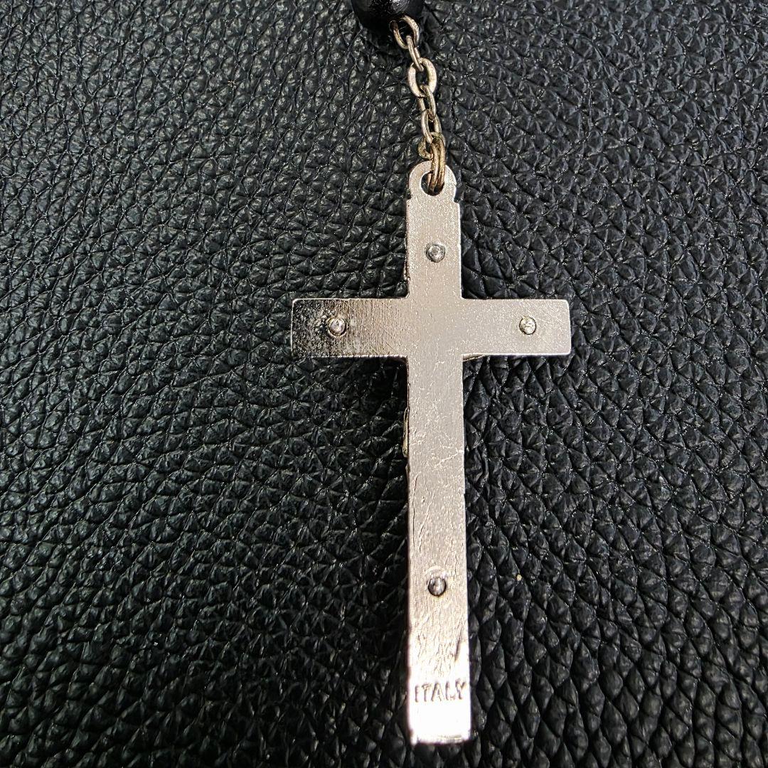 D&G ドルチェ＆ガッバーナ ロザリオ ネックレス ウッド ビーズ 黒 クロス