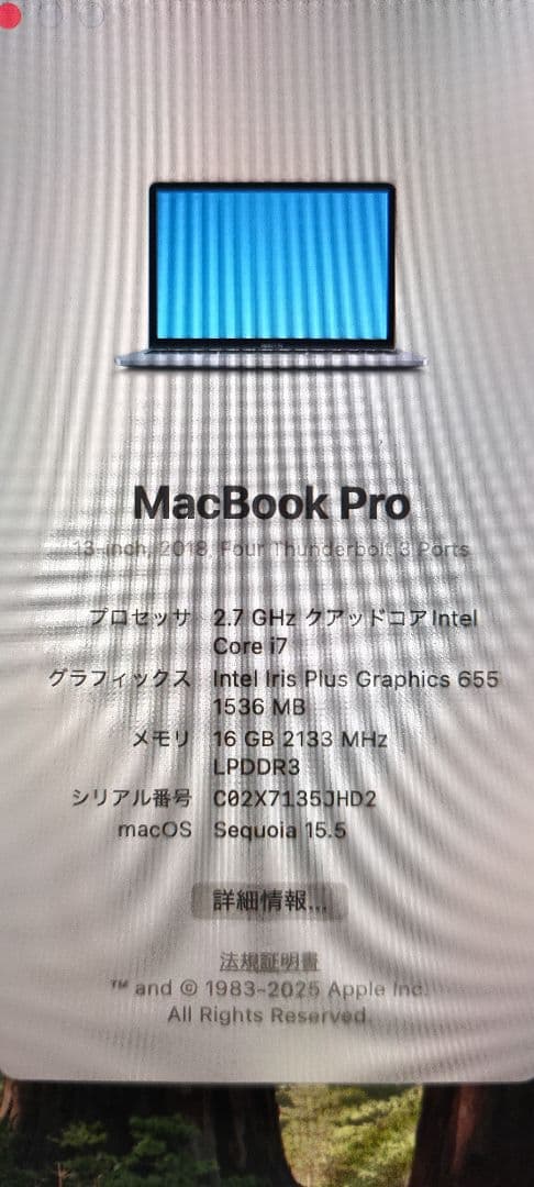 MacBook本体 Apple MacBook Pro 13-inch, 2018