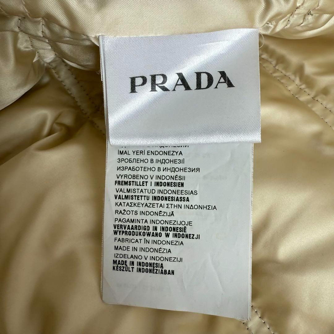 PRADA フォックスファー 3角ロゴプレート フーデットダウンコート 42