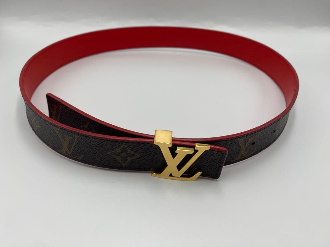 ルイヴィトン　ベルト　サンチュール　イニシャル　M9498　モノグラムLVレッド