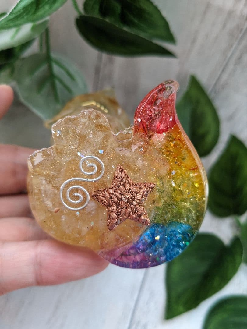 【つる927】レッドオーラクォーツのかめちゃん形オルゴナイト☆他３点