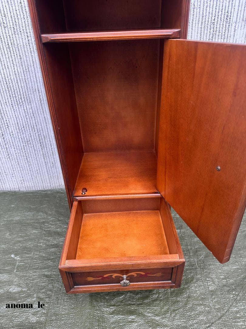 【サイドチェスト】イタリア　木製　象嵌細工　収納　引出　花台　飾り台　インテリア