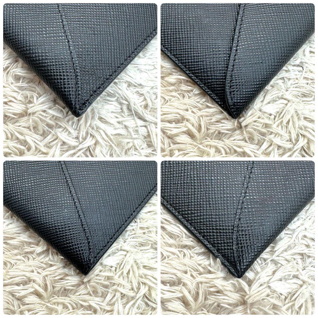 【未使用級】プラダ 長財布 フラップ サフィアーノ ゴールドロゴ レター