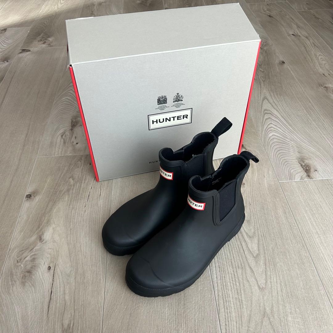 HUNTER レディースレインシューズ チェルシーブーツ　ブラック　24cm