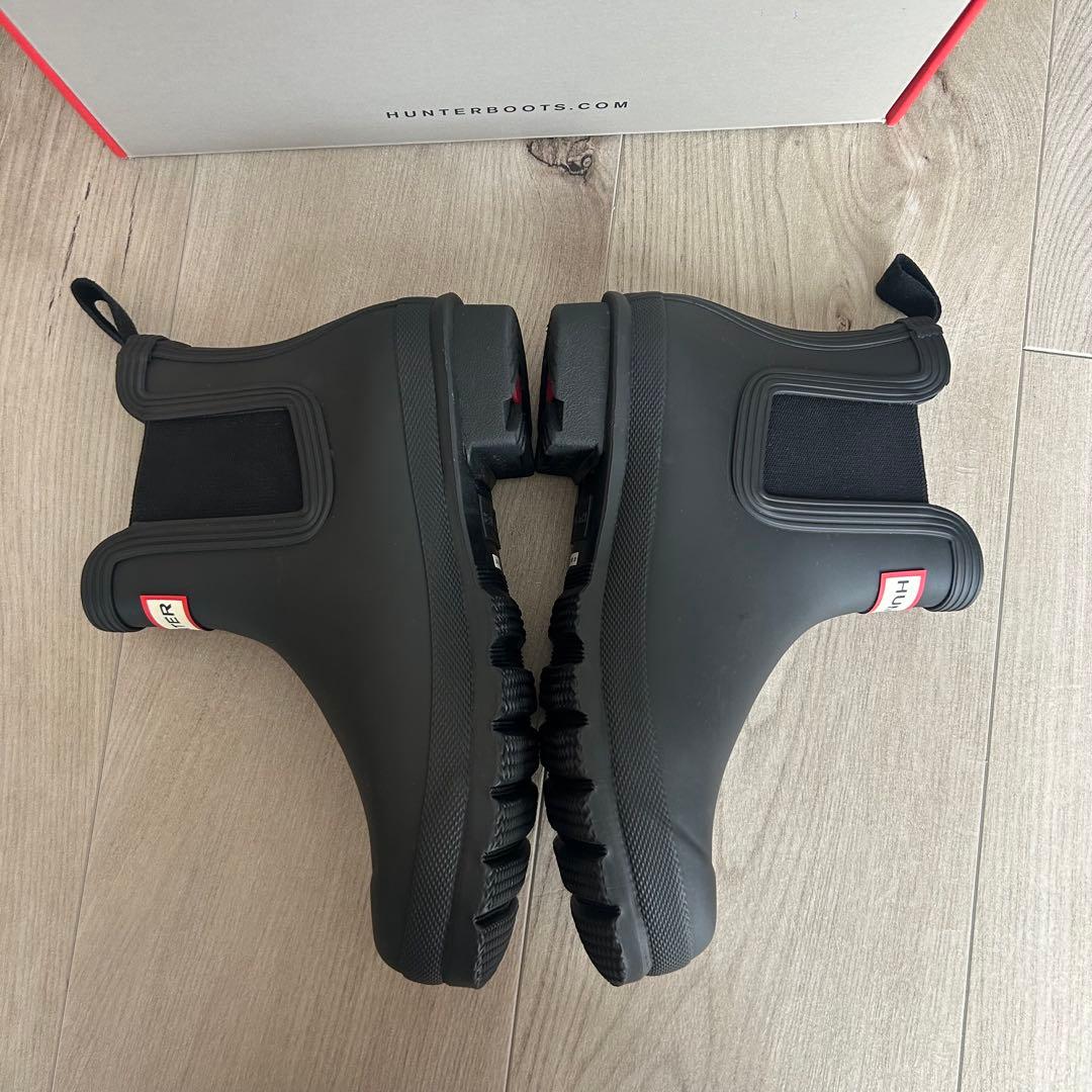 HUNTER レディースレインシューズ チェルシーブーツ　ブラック　24cm