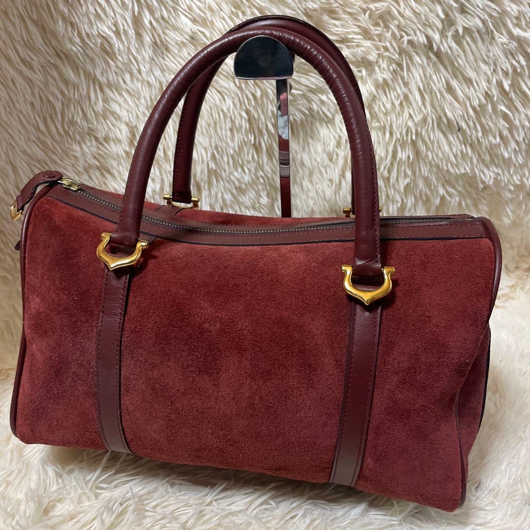 Cartier カルティエ マストライン ボストンバッグ スエード ボルドー